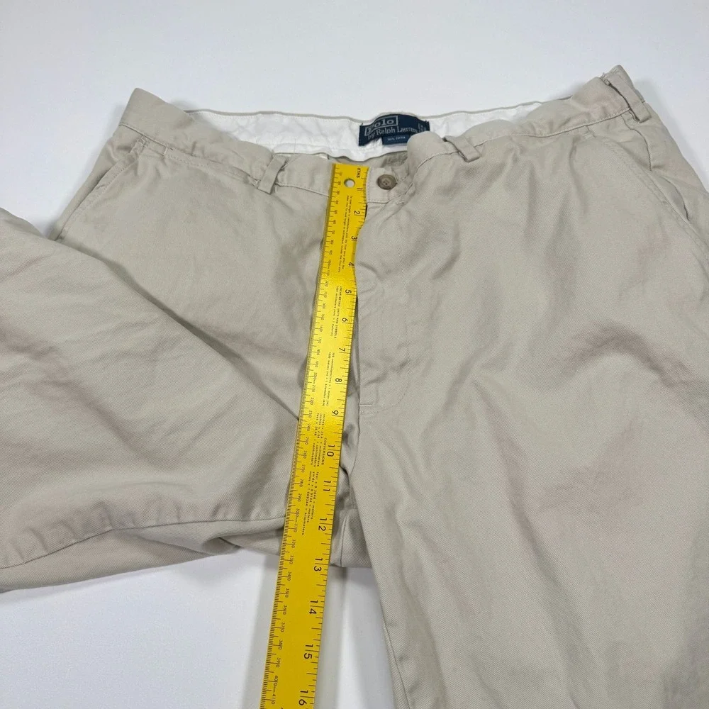 Polo Ralph Lauren Chino Pants Mens Tag 38x32 Fits 36x28 Khaki Classic Flat Front
